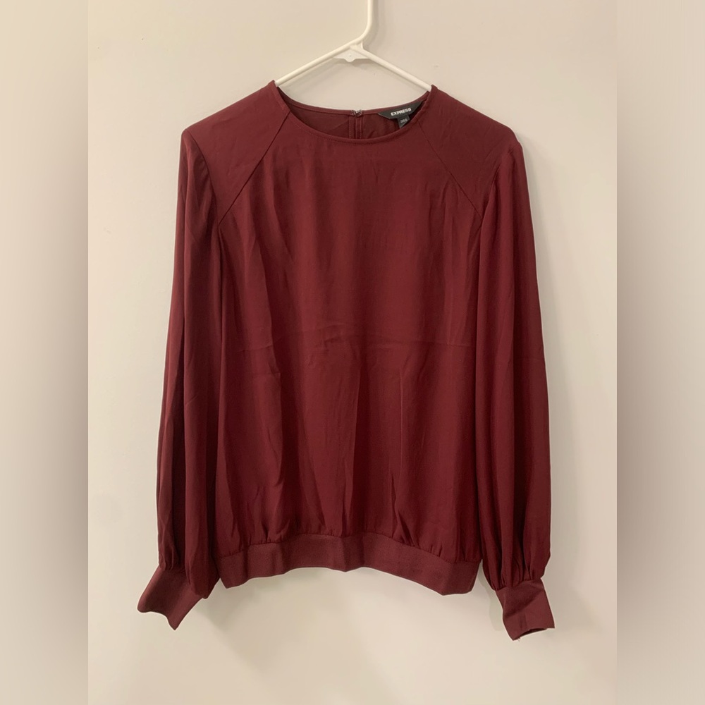 Express Maroon Long Sleeve Blouse